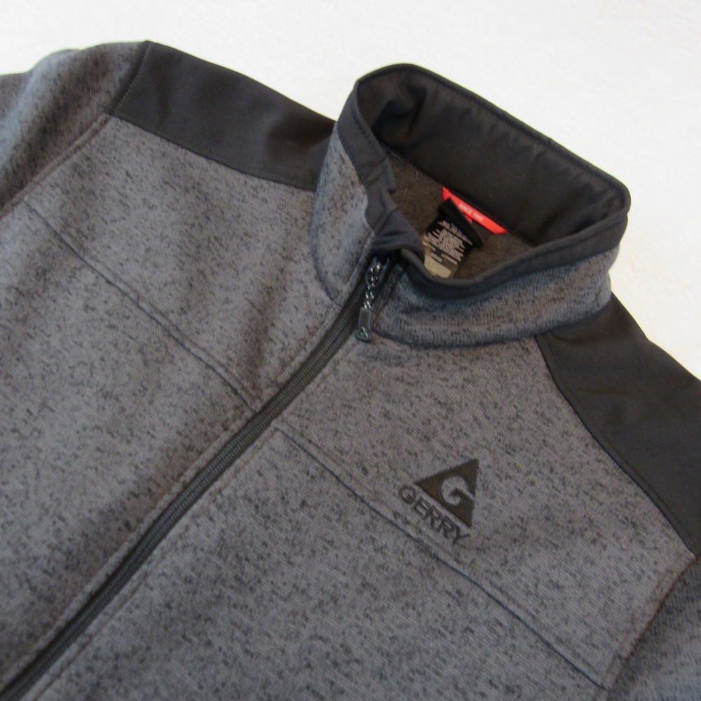 Gerry Full Zip Mix Media Jacket Mens XL Gray Sweater Knit Fleece